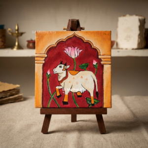 Pichwai Kamadhenu with Easel Stand